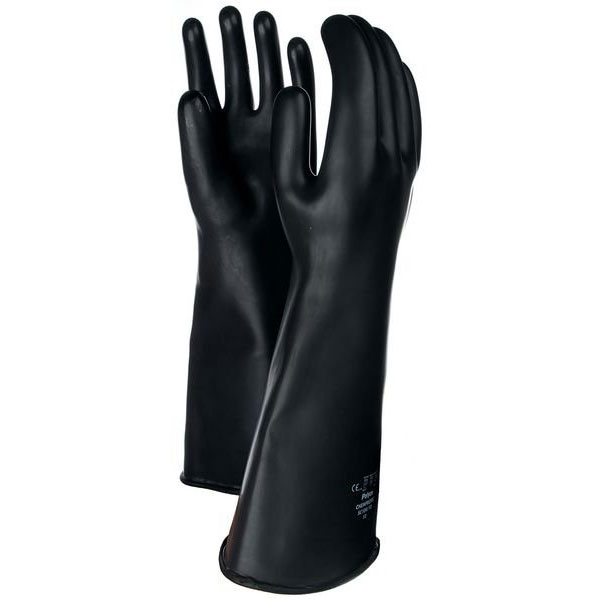 42cm Rubber Gauntlet Gloves (Pair) Black