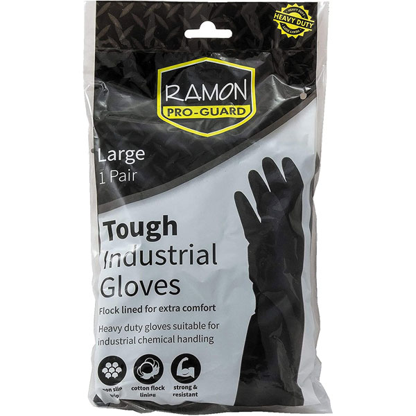 Industrial Black Rubber Gloves Large