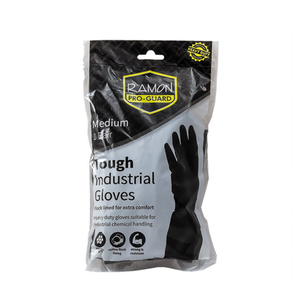 Industrial Black Rubber Gloves Medium