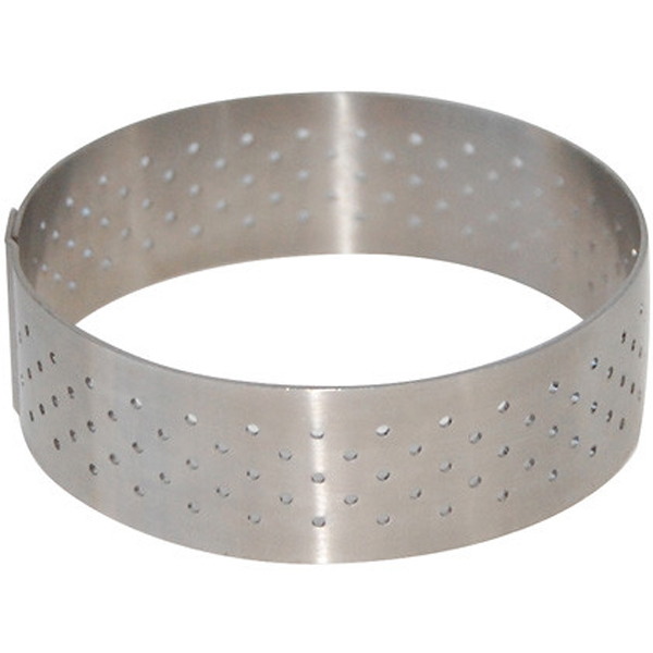 65x20mm Perforated Round Tart Ring S/Steel