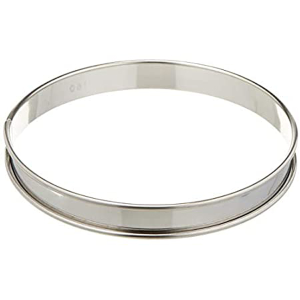 160x20mm Tart Ring Rolled Edge S/Steel