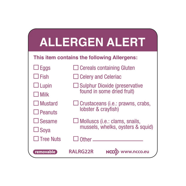 50mm Allergen Alert Removeable Label