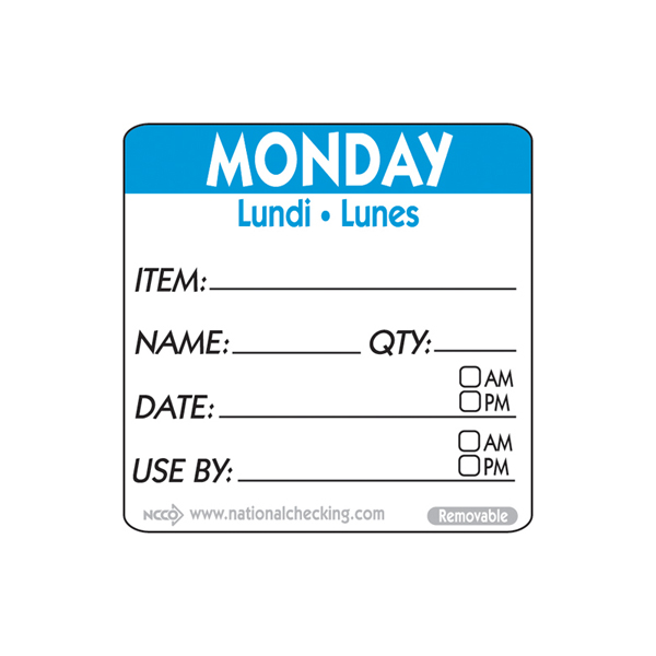 50mm Square Use By Label Monday