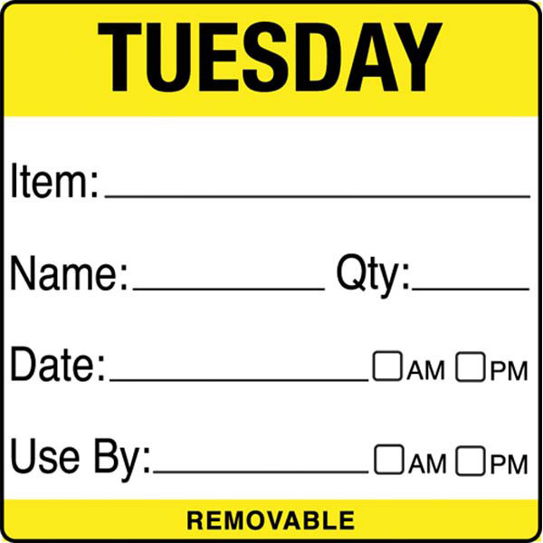 50mm Square Use By Label Tuesday