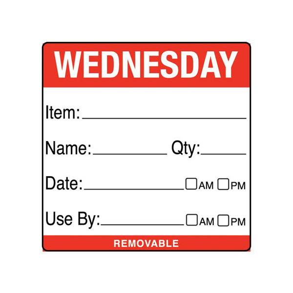 50mm Square Use By Label Wednesday