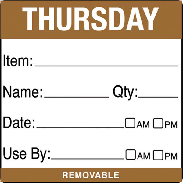 50mm Square Use By Label Thursday