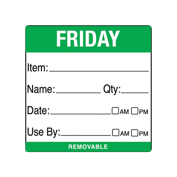 50mm Square Use By Label Friday