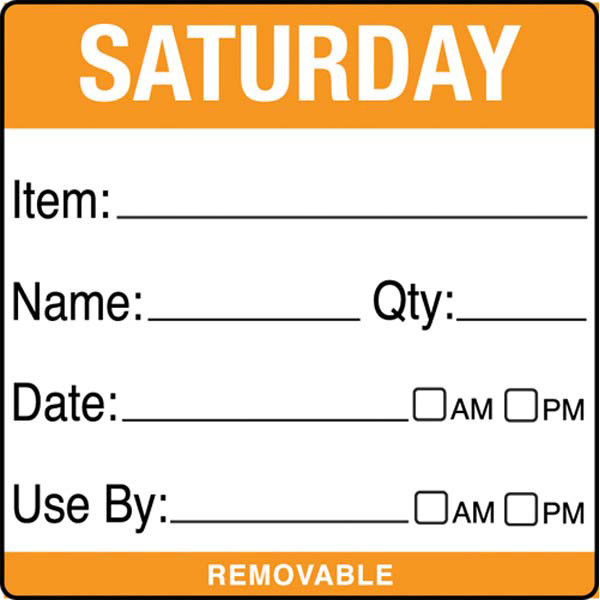 50mm Square Use By Label Saturday