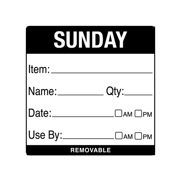 50mm Square Use By Label Sunday