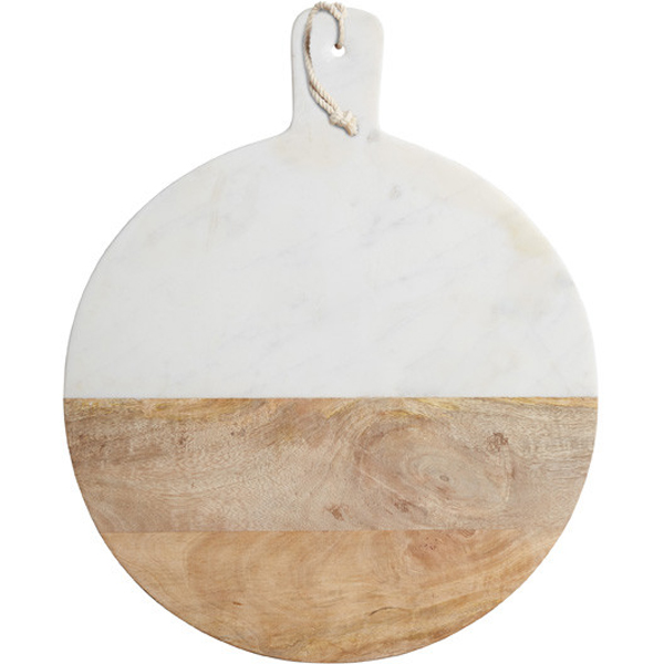 40.5x50x2cm Mango Wood & Marble Round