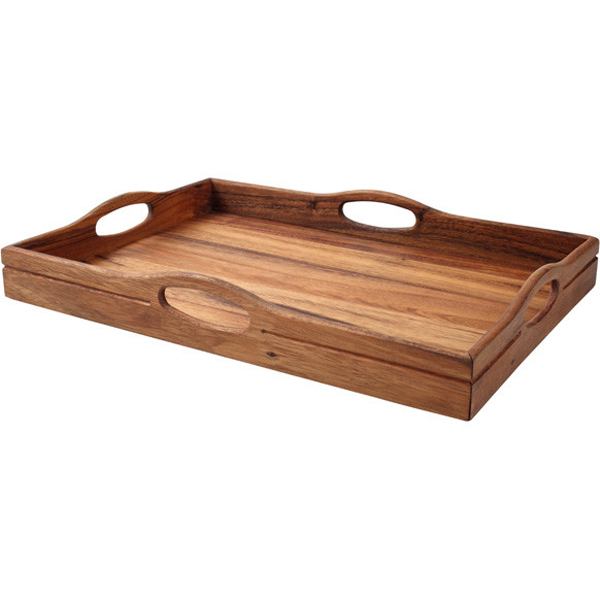 50x36x6.5cm 4 Handled Tray Rustic Acacia