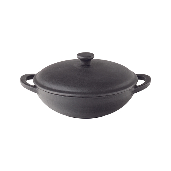 21.5cm Cast Iron Collection Wok With Lid