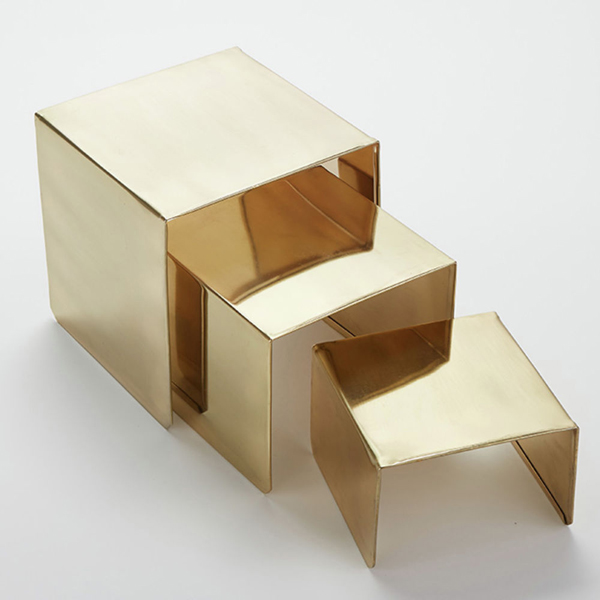 Set Of 3 Risers Satin Gold