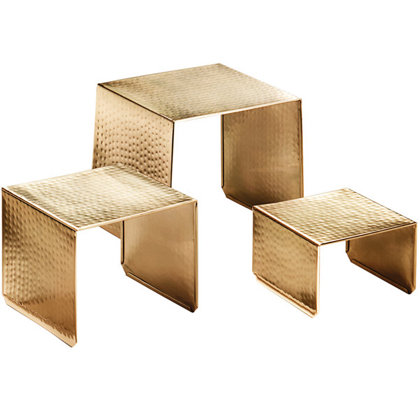 Set Of 3 Risers Hammered Gold