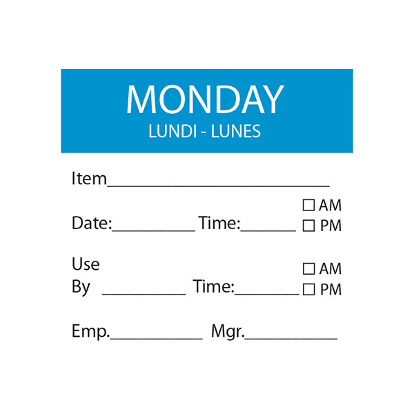 50x50mm Dissolvable Square Day Label