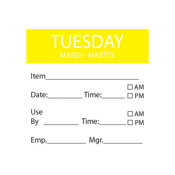 50x50mm Dissolvable Square Day Label