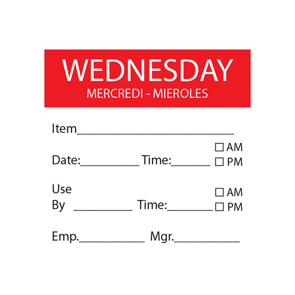 50x50mm Dissolvable Square Day Label