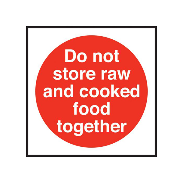 100x100mm Do Not Store Raw & Cooked