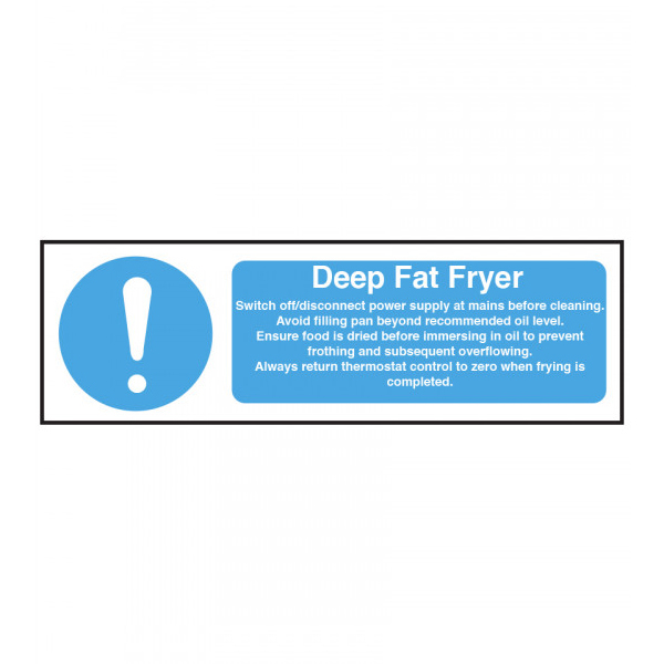 300x100mm Deep Fat Fryer Safety S/A Sign