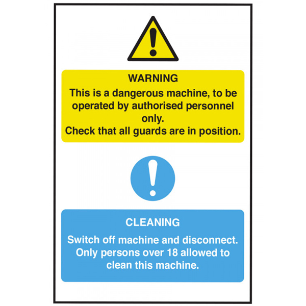 200x300mm Dangerous Machine & Cleaning