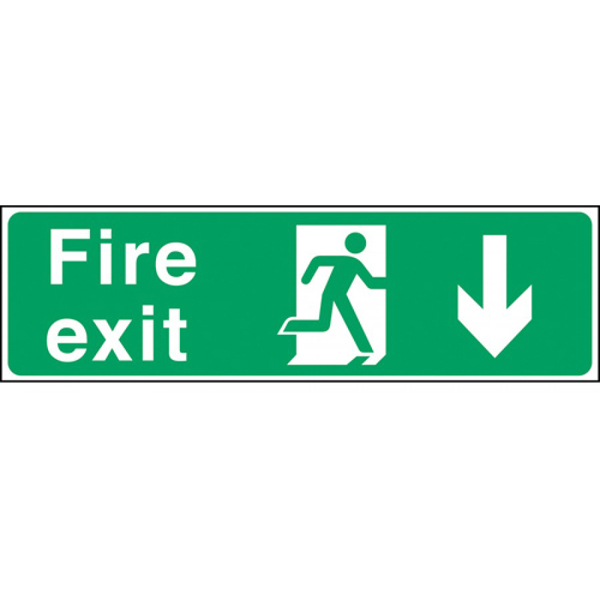 150x450mm Fire Exit Arrow Down S/A Sign