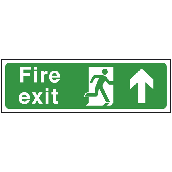 150x450mm Fire Exit Arrow Up S/A Sign