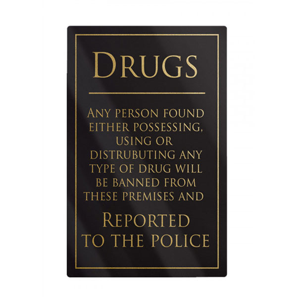 260x170mm Drugs Policy Rigid Sign