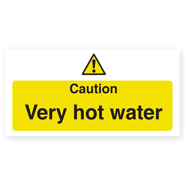 100x200mm Caution Very Hot Water S/A Sign