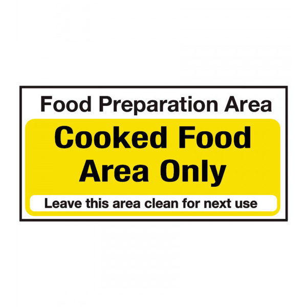 100x200mm Cooked Food Area Only S/A Sign