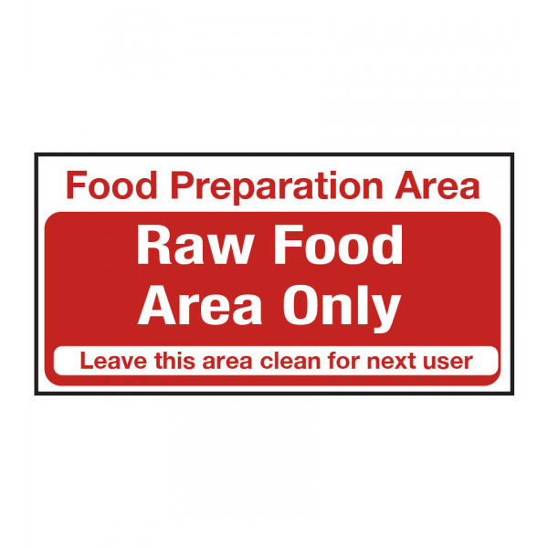 100x200mm Raw Food Area Only S/A Sign