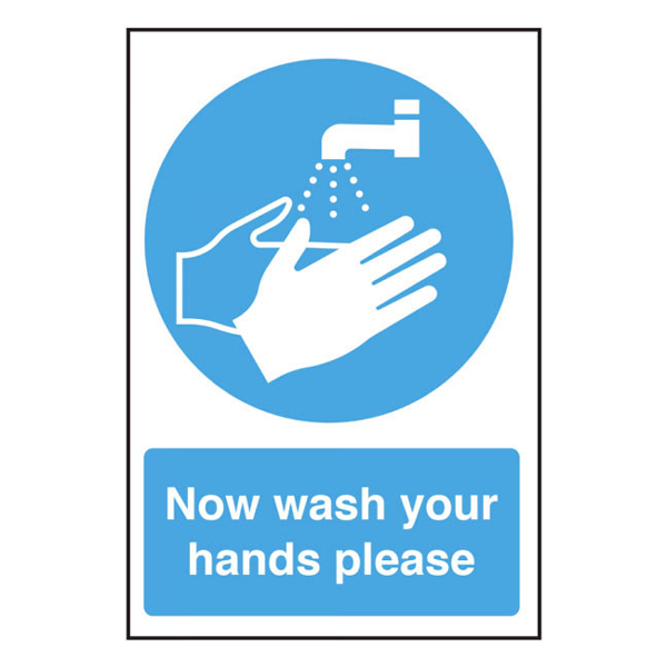 300x200mm Now Wash Your Hands S/A Sign