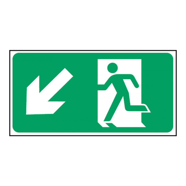 150x300mm Exit Man Arrow Down Left