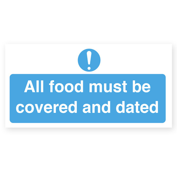 200x100mm All Food Must Be Covered &