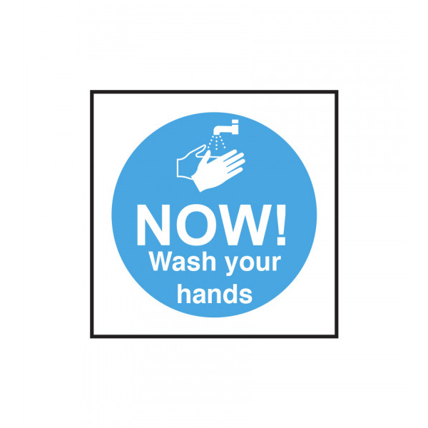 100x100mm Now Wash Your Hands S/A Sign