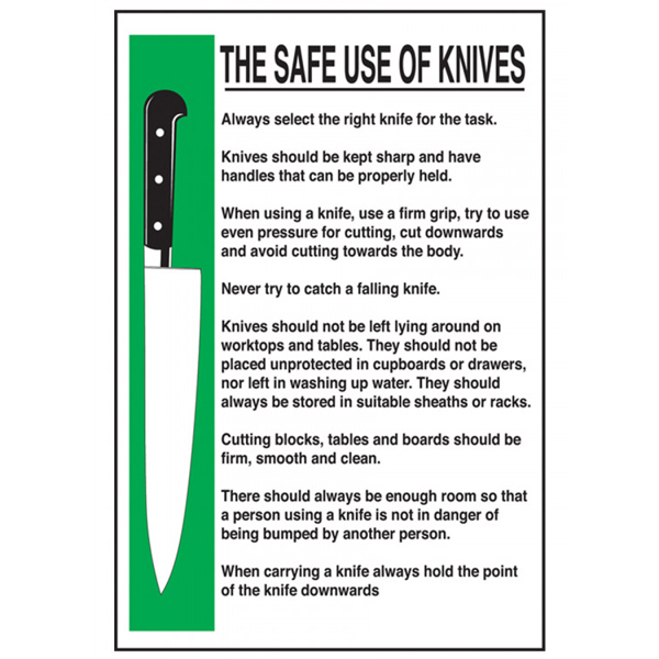 200x300mm Safe Use Of Knives S/A Sign