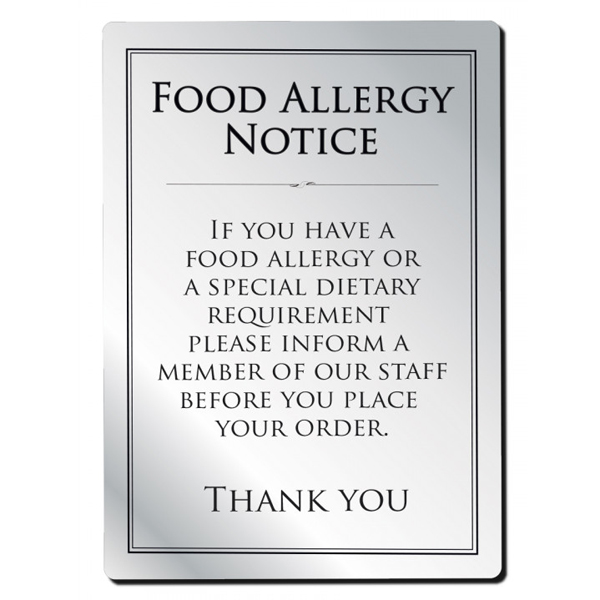 210x297mm Food Allergy Aluminium Sign