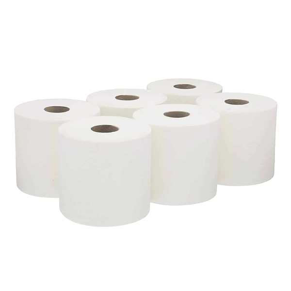 pack of 6 blue roll centrefeed in white